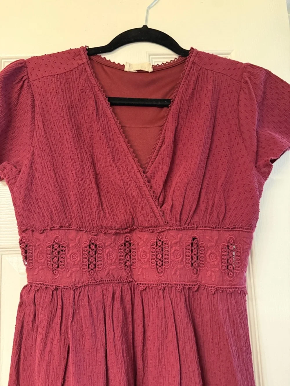 Altard State- V-Neck Raspberry Babydoll Dress - Picture 2 of 2